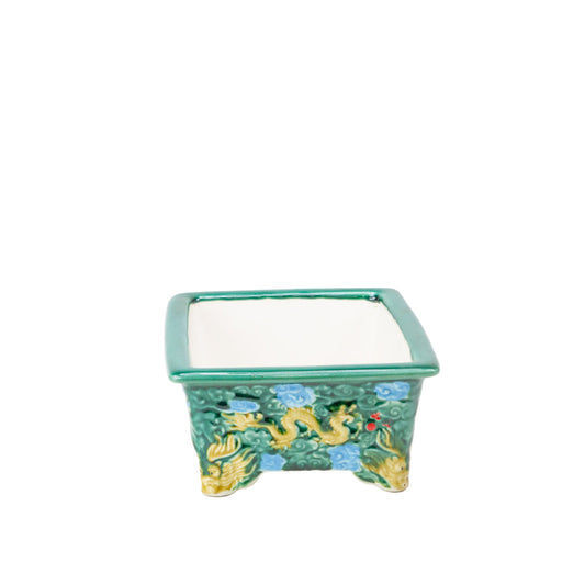 Bonsai Yixing-pot grøn drage rektangulær 26 cm
