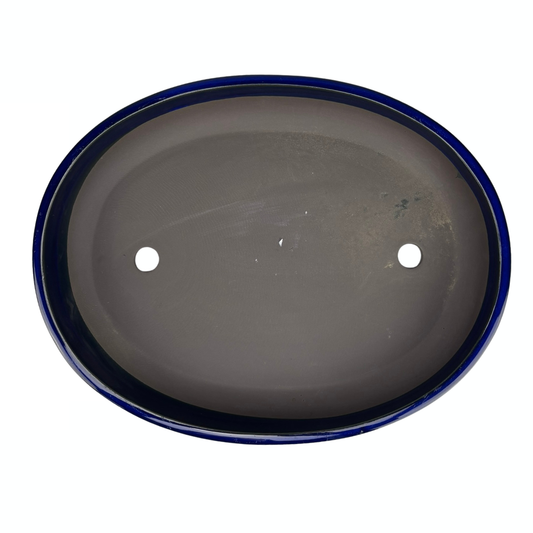 Bonsaikrukke - oval, glaseret, blå (41 cm bred)