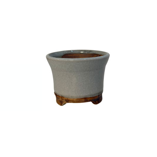 Shohin Bonsai-pot creme med bløde runde pletter René Lecocq 9 cm