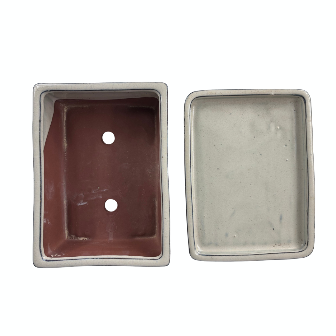 Bonsai-pot creme rektangulær 15 cm - sæt