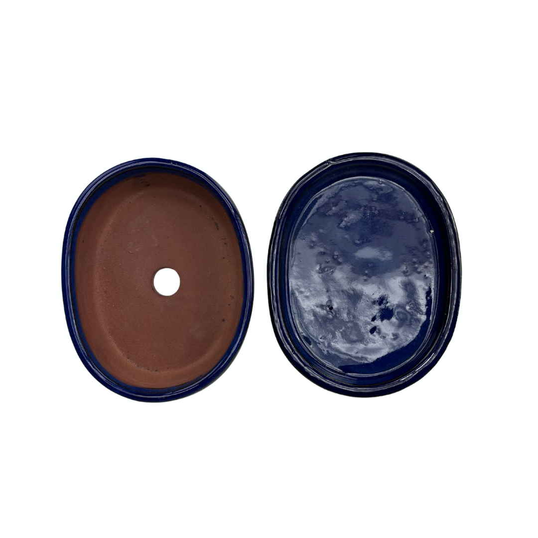 Bonsai-pot blå oval 16 cm - sæt