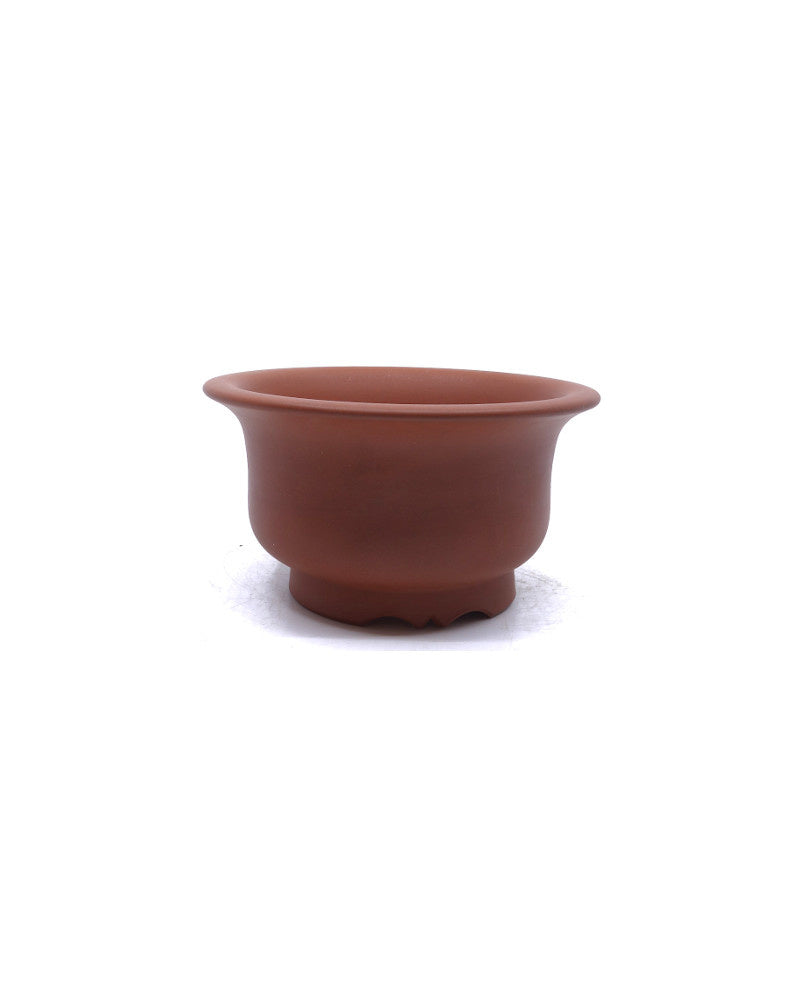 Bonsai pot Yixing semi-cascade ongeglazuurd rond 14cm, hoogte 8cm