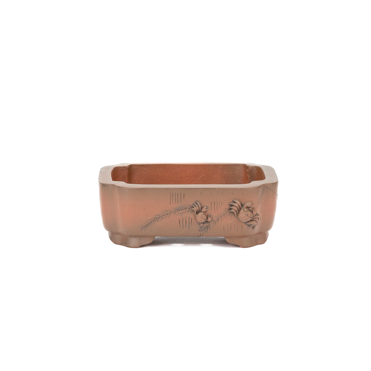 Bonsai pot Yixing ongeglazuurd mokko krab 13cm