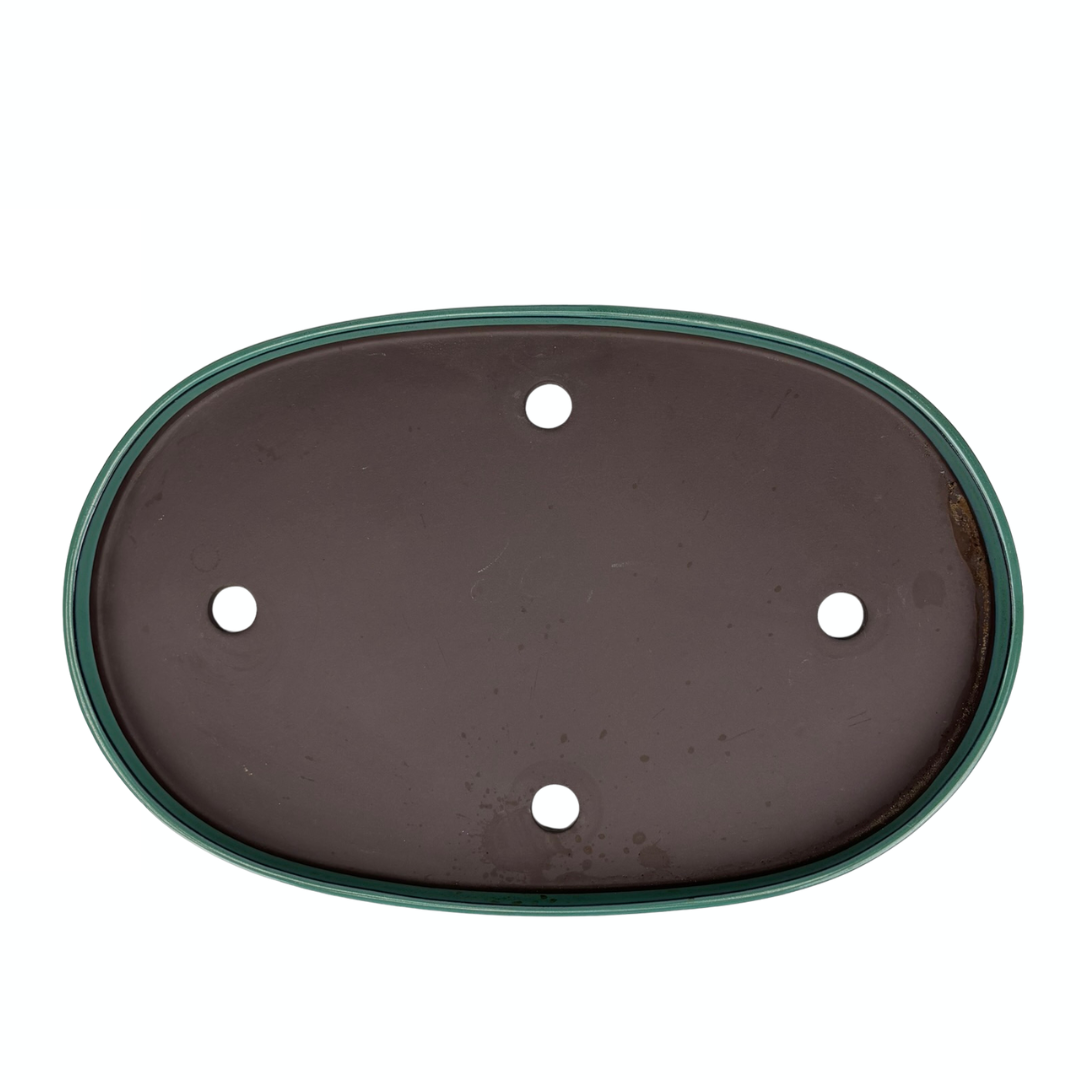 Bonsaiskål - oval, glaseret, grøn (45 cm bred)