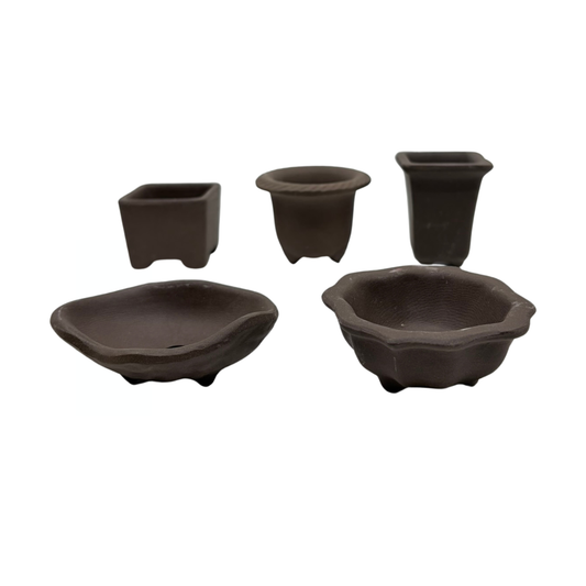 Mame pottesæt med 5 stk. uglaseret (4-7 cm bred)