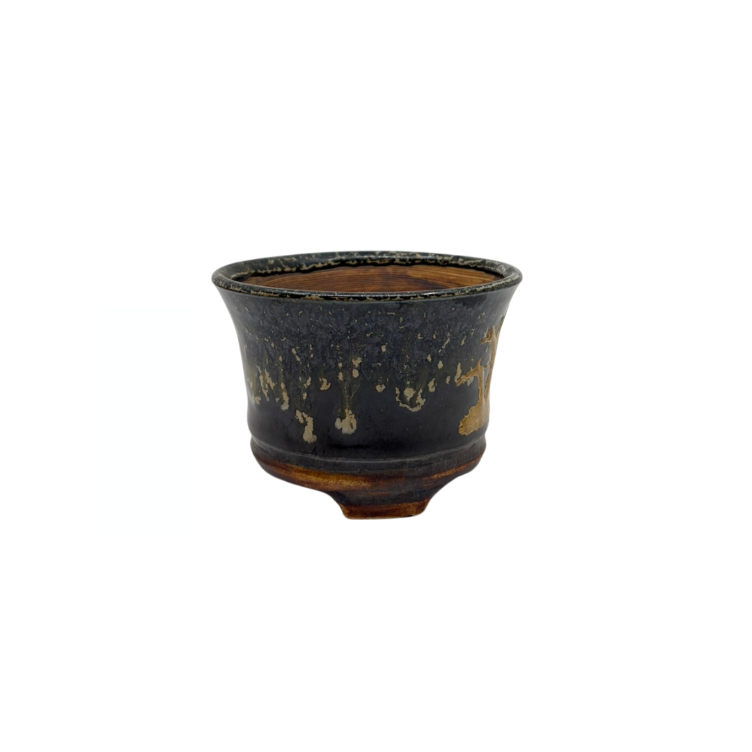 Shohin Bonsai pot sort med guld René Lecocq 9cm