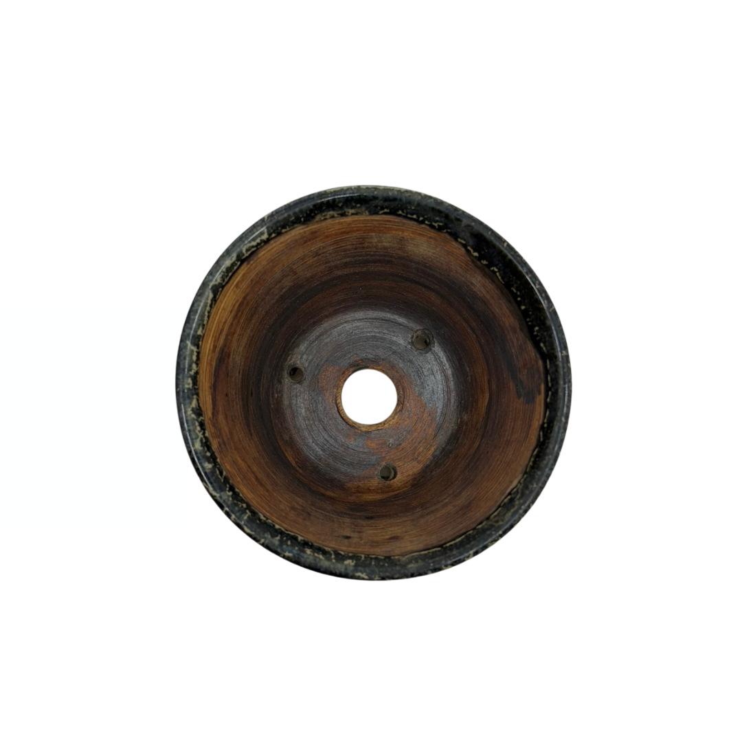 Shohin Bonsai pot sort med guld René Lecocq 9cm