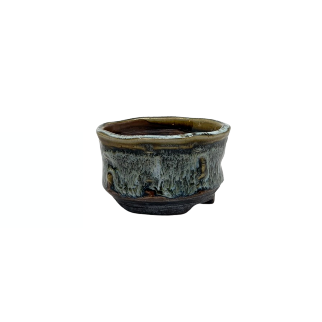 Shohin Bonsai-pot brun creme René Lecocq 9cm