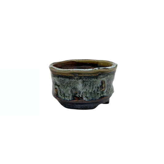 Shohin Bonsai-pot brun creme René Lecocq 9cm