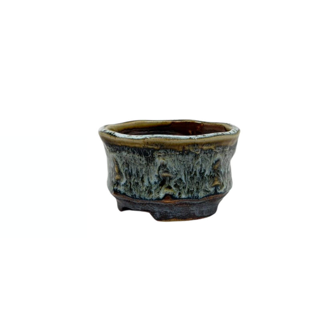 Shohin Bonsai-pot brun creme René Lecocq 9cm
