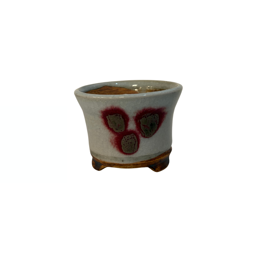 Shohin Bonsai-pot creme med bløde runde pletter René Lecocq 9 cm