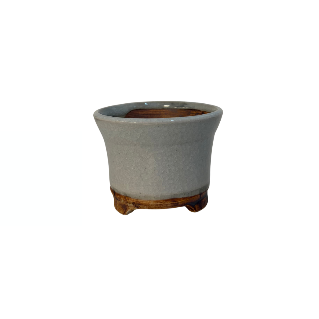 Shohin Bonsai-pot creme med bløde runde pletter René Lecocq 9 cm