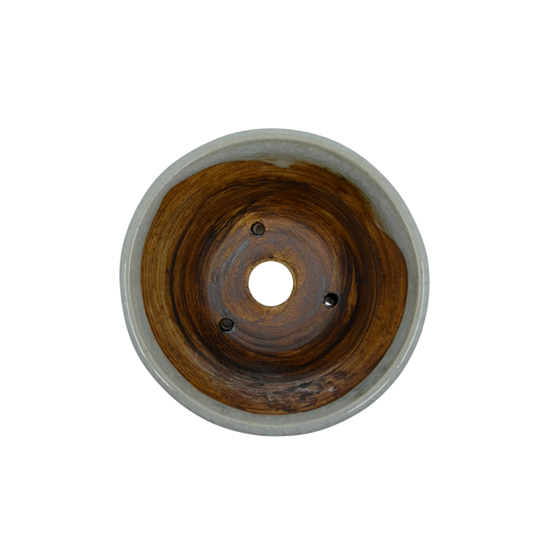 Shohin Bonsai-pot creme med bløde runde pletter René Lecocq 9 cm