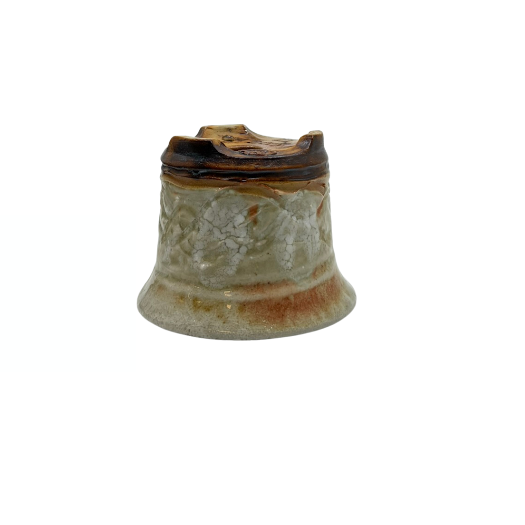 Shohin Bonsai pot creme med krydsende linjer René Lecocq 9cm