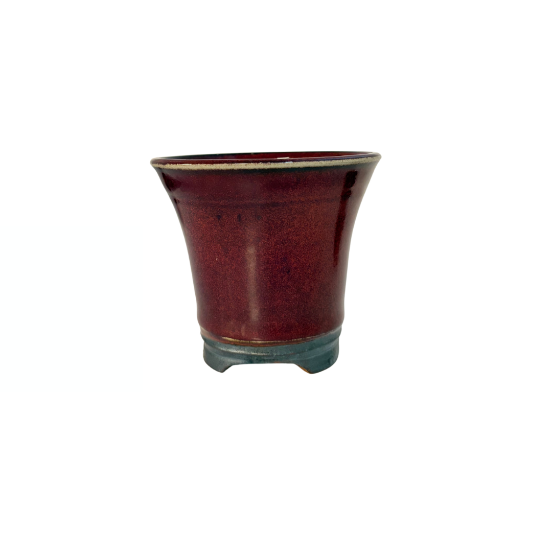 Bonsai-skål rød kaskade med sorte pletter René Lecocq 12 cm
