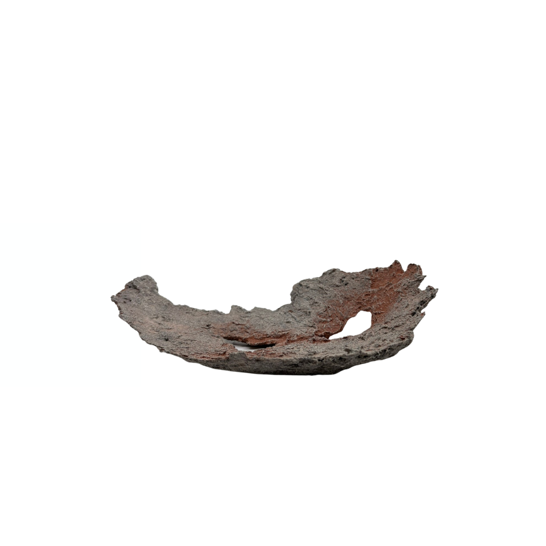 Bonsai-skål lysegrå med røde accenter 24 cm