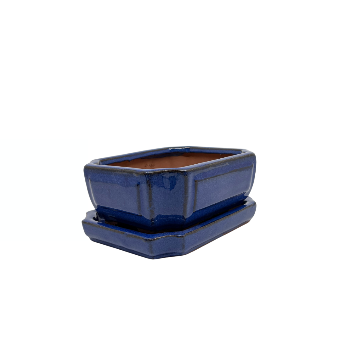 Bonsai pot blå rektangulær 15 cm - sæt