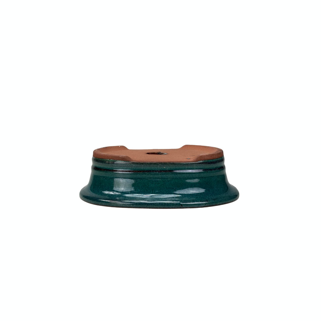 Bonsai-pot grøn oval med kant 16cm - sæt