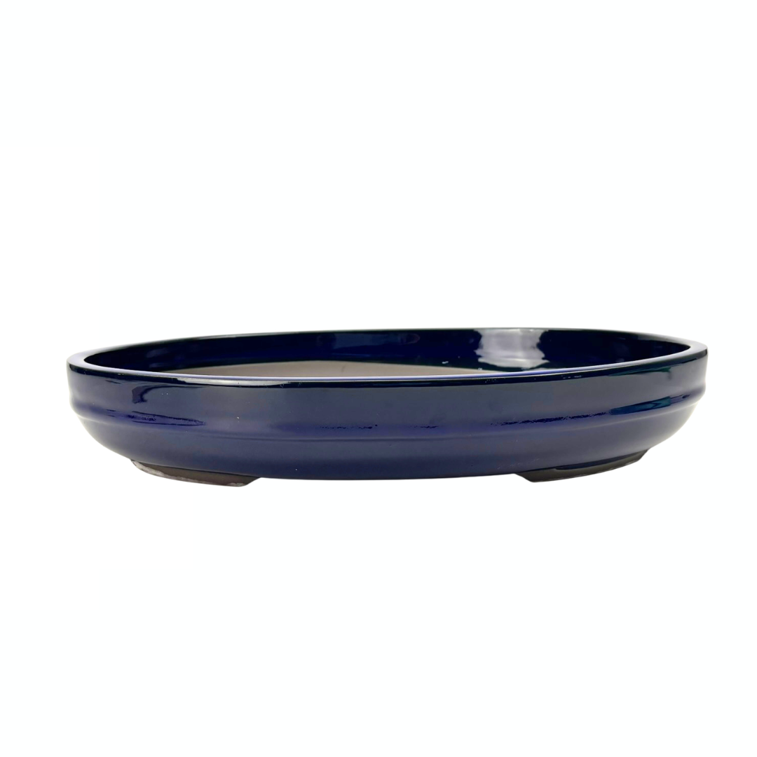 Bonsaikrukke - oval, glaseret, blå (41 cm bred)