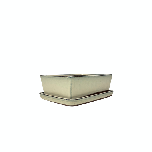 Bonsai-pot creme rektangulær 15 cm - sæt