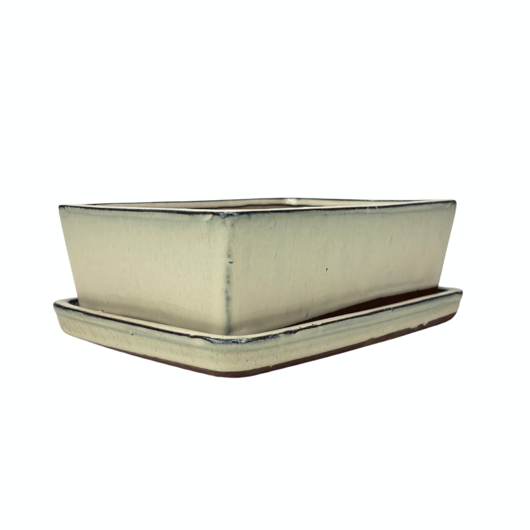 Bonsai pot creme rektangulær 30cm - sæt