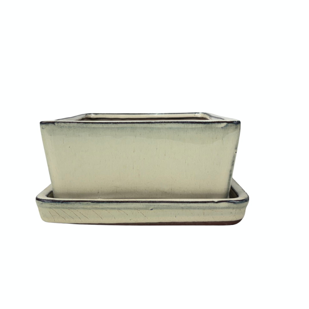Bonsai pot creme rektangulær 30cm - sæt