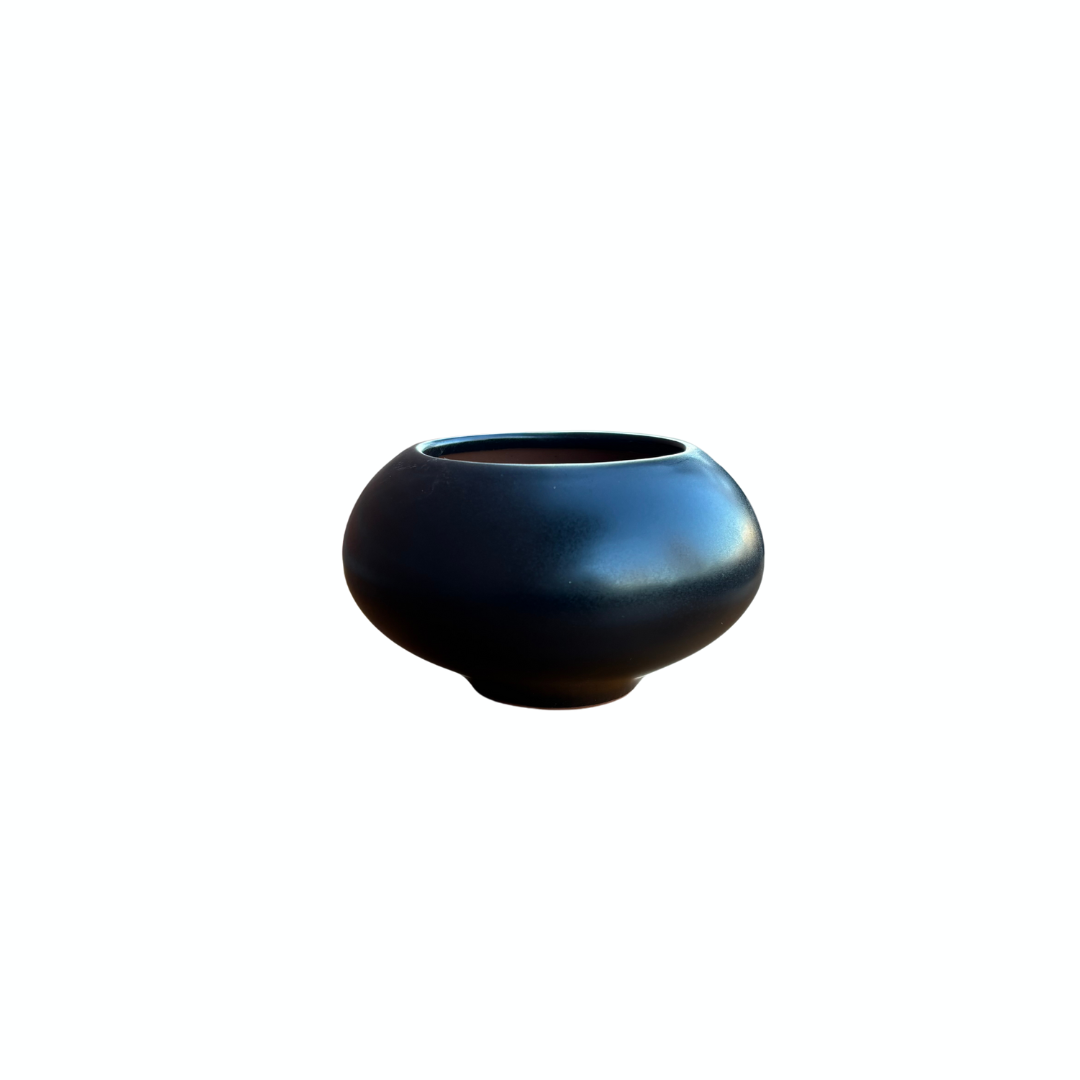 Shohin Bonsai pot bruin matte met textuur rond 8cm