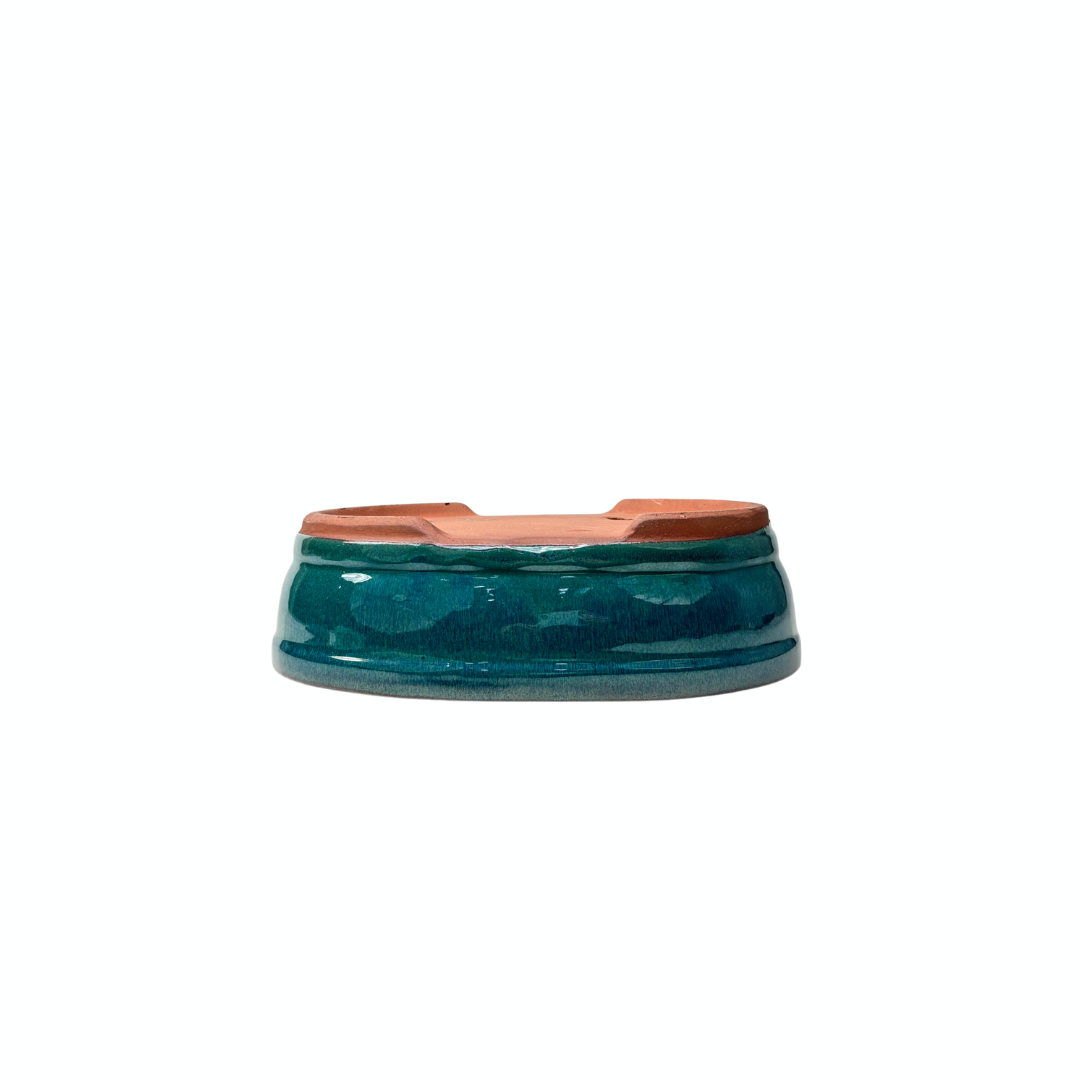 Bonsai-pot grøn oval 16 cm - sæt